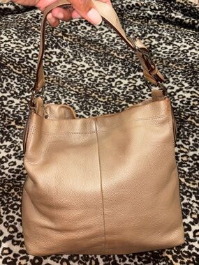 Coach Pebbled Leather Shoulder Bag - Taupe